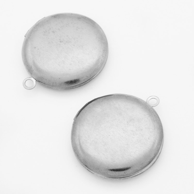 Медальон Круглый из нержавеющей стали, 31х27,5х5,5 мм, Темное серебро (STL-054446)