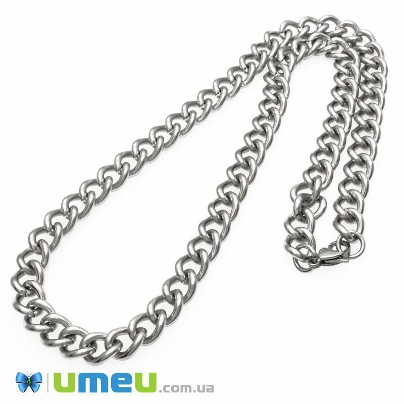 Основа на шию з нерж. ст., Темне срібло, 9,8 мм, 55 см (STL-049624)