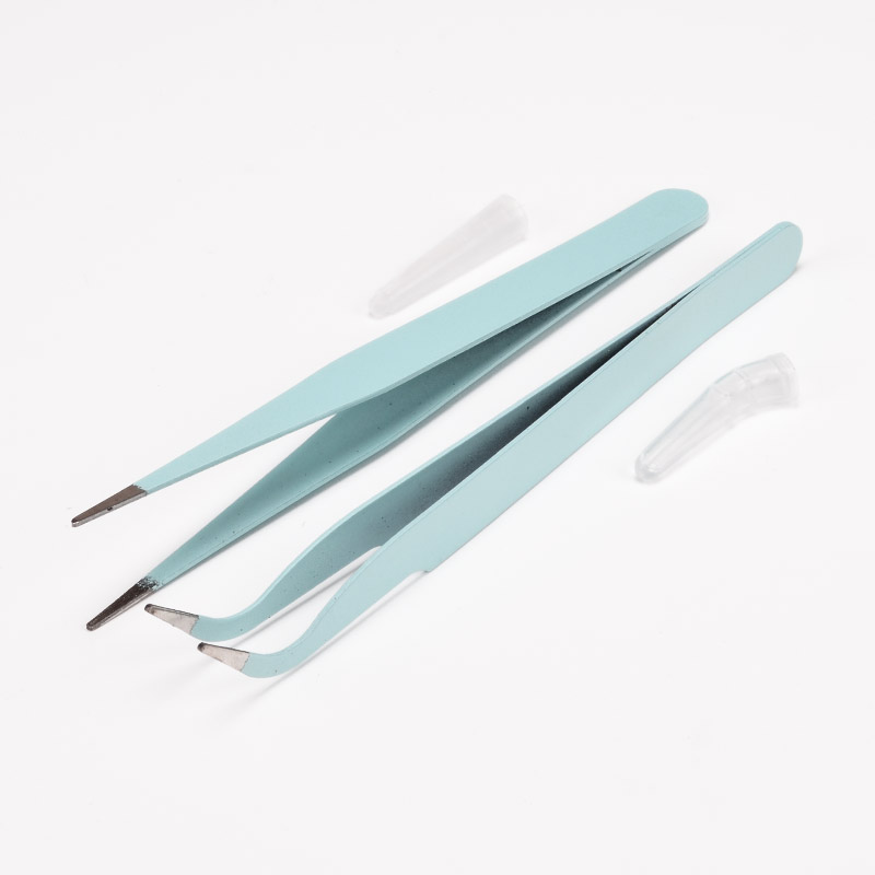 Набір пінцетів із нержавіючої сталі, 11,5 см, Бірюзовий (INS-053910)