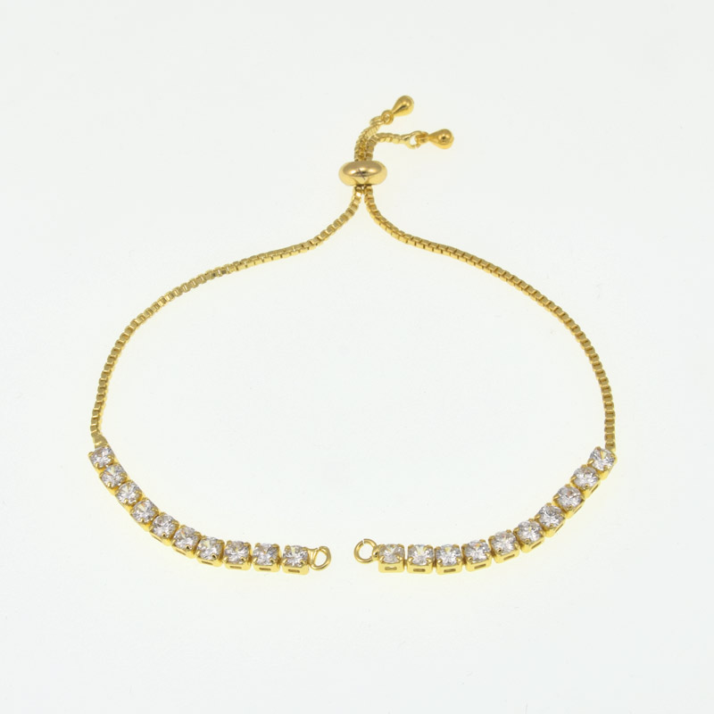 Застежка для браслета со стоппером, Стразы куб. цирконий, 12 см, Золото (STL-060892)