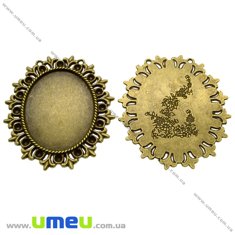 Основа овальна ажурна, 57х48 мм, 40х30 мм, Антична бронза (OSN-009638)