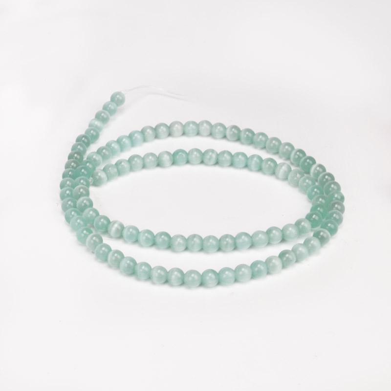 Намистини Котяче око, Синт. камінь, 4 мм, М'ятні, Круглі (BUS-054242)