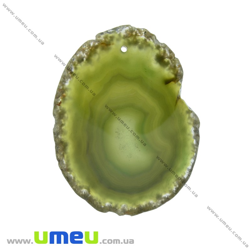 Зріз Агата, Оливковий, 64х49 мм (POD-022088)
