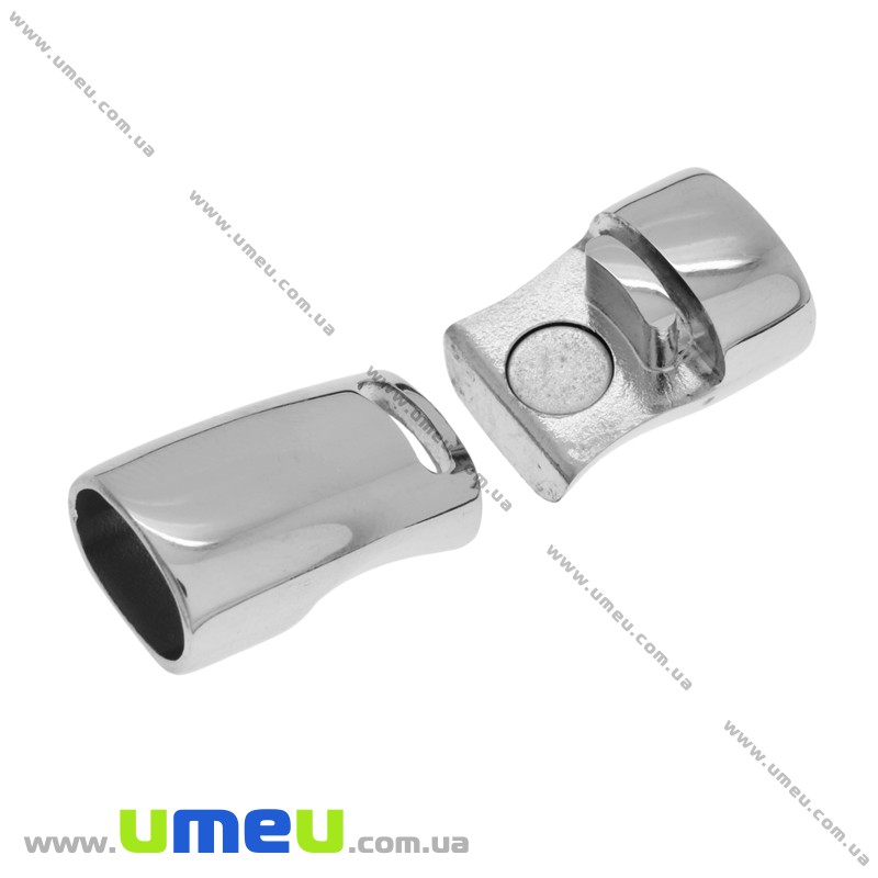 Замок магнитный из нерж. стали для вклеивания шнура, Темное серебро, 26х13х9 мм (STL-025880)