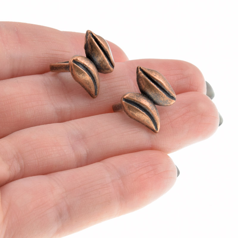 Бусины мет. Листики, 14х17 мм, Медь (BUS-016921)