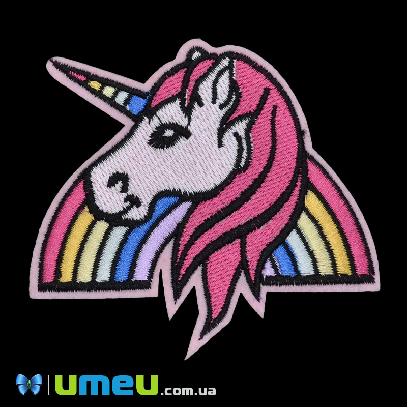 Термоаплікація Єдиноріг, 9х8 см, Рожева (APL-039886)