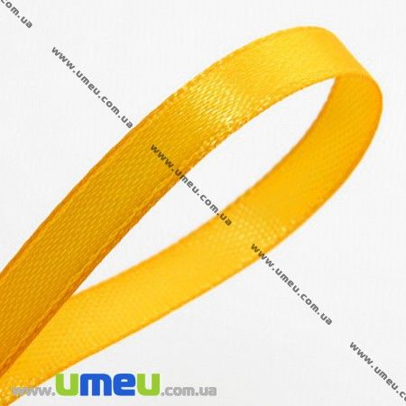 Атласная лента, 6 мм, Желтая, 1 м (LEN-014467)