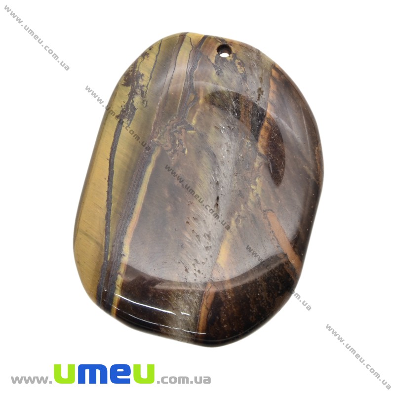 Підвіска з натурального каменю, Тигрове око, 43х32 мм (POD-014334)