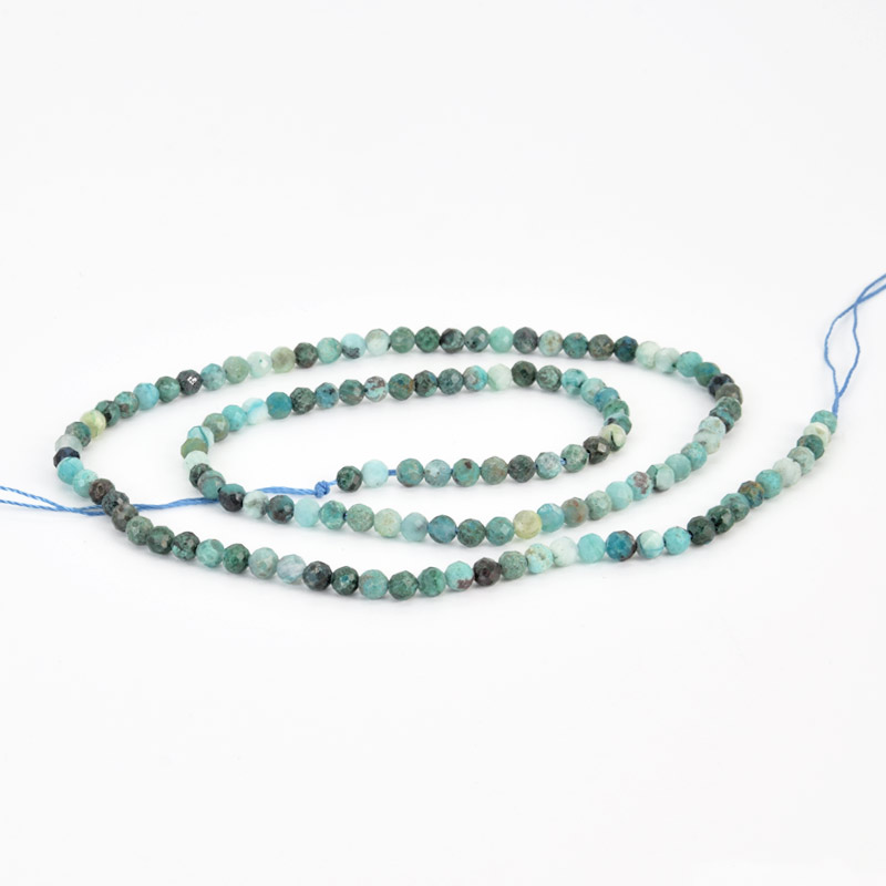 Бусины Хризоколла, Натур. камень, 3,3 мм, Круглые граненые (BUS-058201)