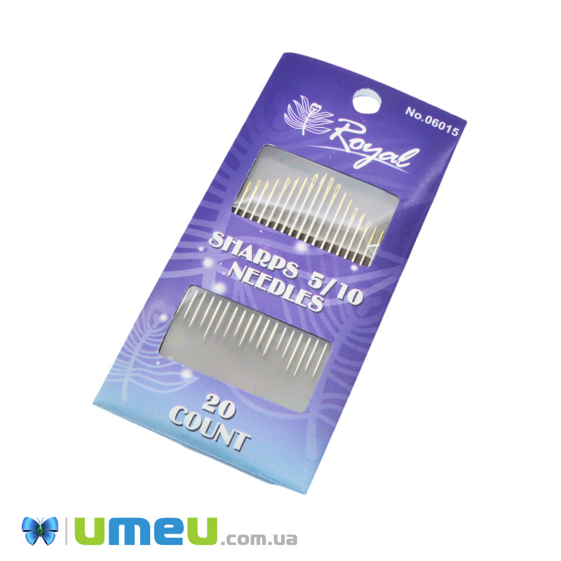 Набір голок для ручного шиття з золотим вушком Royal, №5/10, 20 шт (UPK-043374)