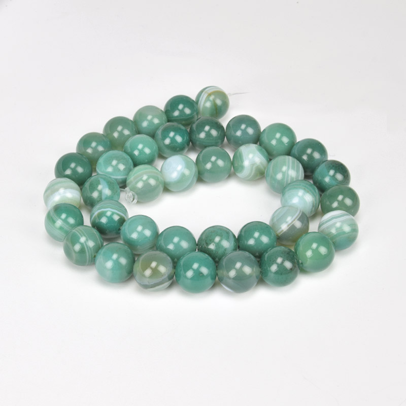 Бусины Агат зеленый, Натур. камень, 10 мм, 38 см, Круглые (BUS-049746)