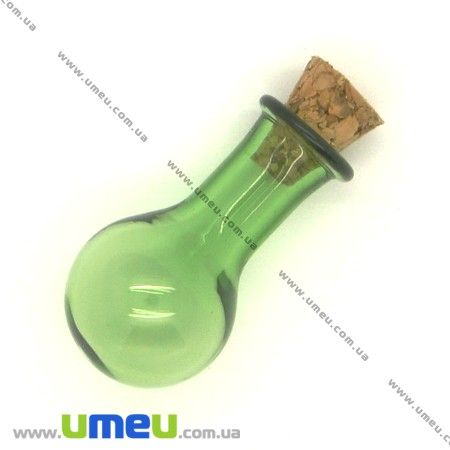 Скляна баночка Куля, Зелена, 14х25 мм (DIF-006700)