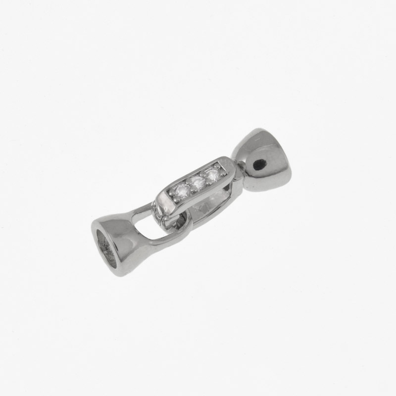 Застёжка, 18,5х7 мм, Латунь с покрытием Родий, Куб. цирконий (ZAM-060847)