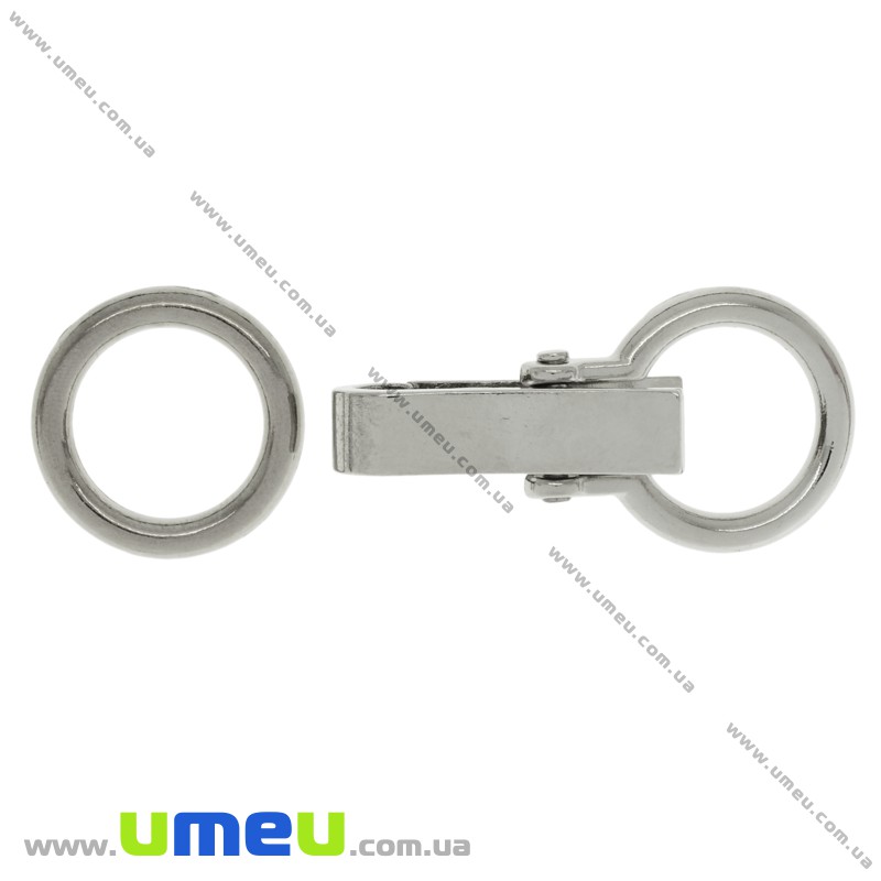 Замок металевий з кільцями, 60х23 мм, Темне срібло (SEW-023985)