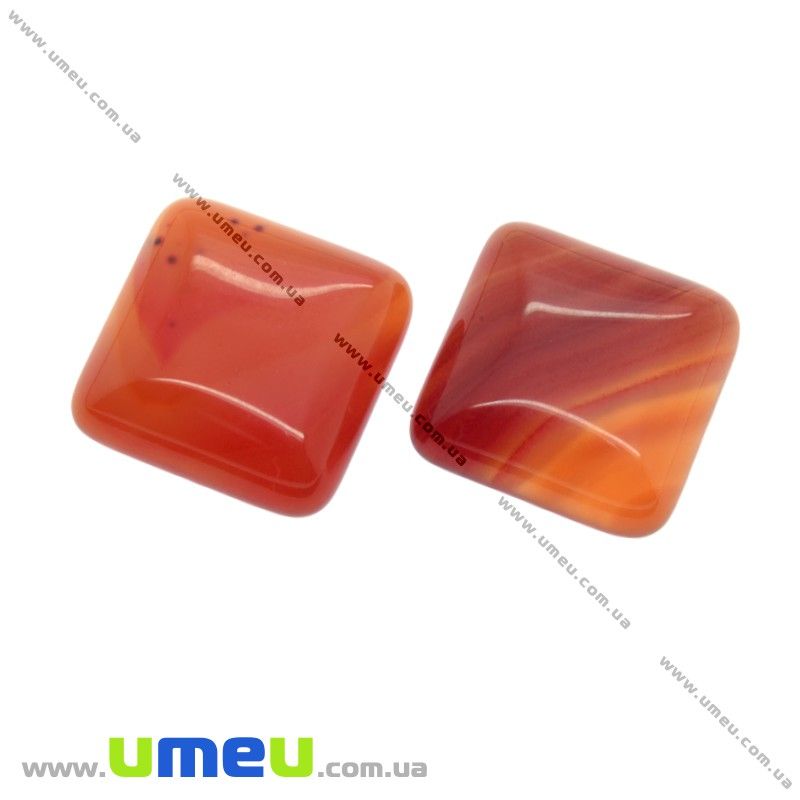 Кабошон нат. камінь Агат червоний, Квадратний, 16х16 мм (KAB-012656)