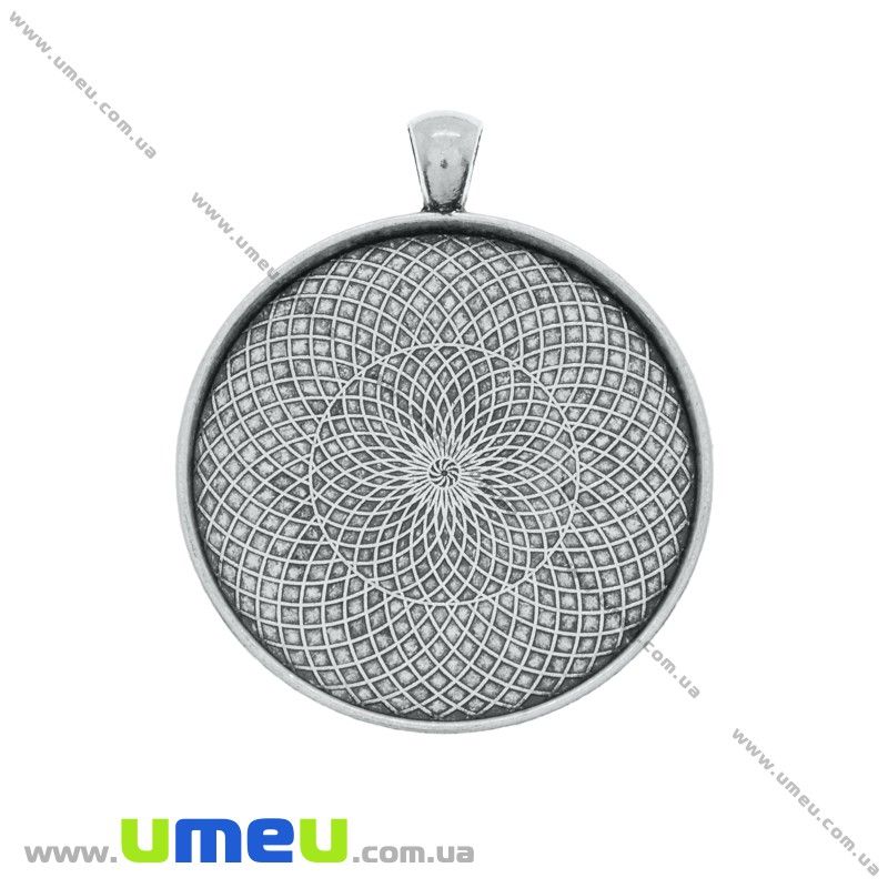 Основа кругла, 51х43 мм, 40 мм, Античне срібло (OSN-020040)