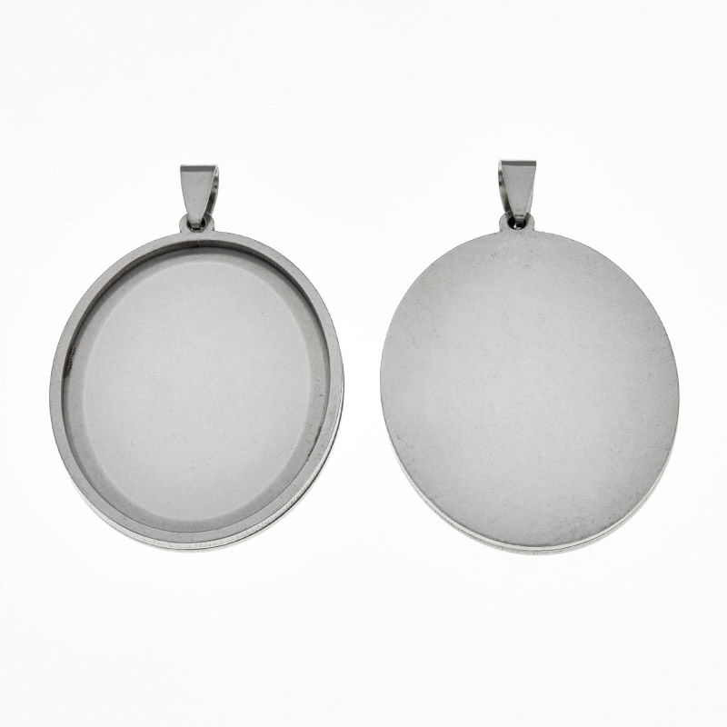 Основа овальна з нерж. сталі, 46х33 мм, 40х30 мм, Темне срібло (STL-059497)