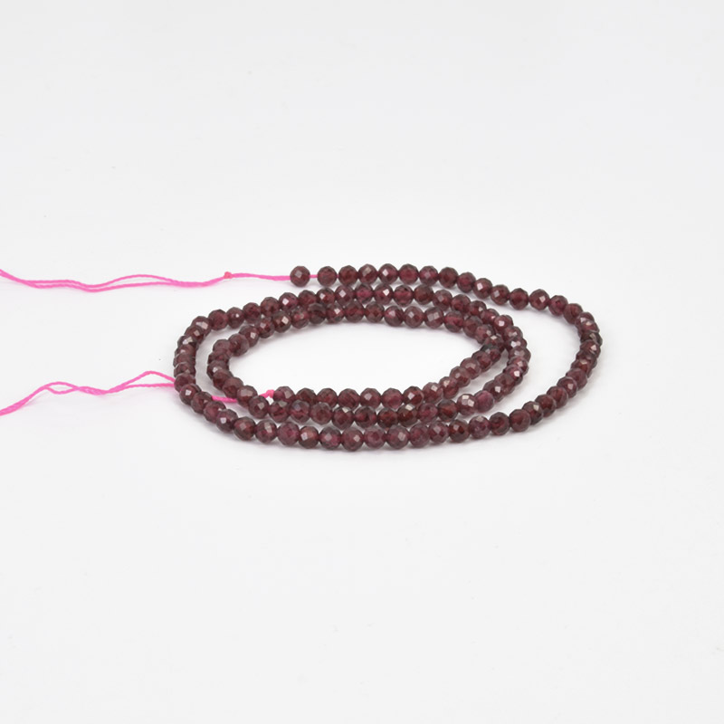 Намистини Гранат, Натур. камінь, 3,3 мм, Круглі грановані (BUS-058193)