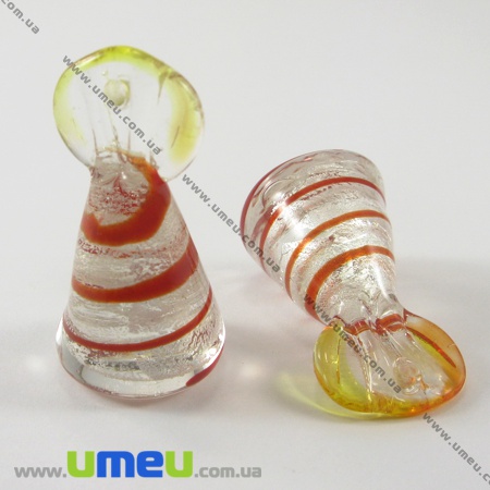 Подвеска стеклянная Конфетка, Красная, 37х17 мм (POD-001315)