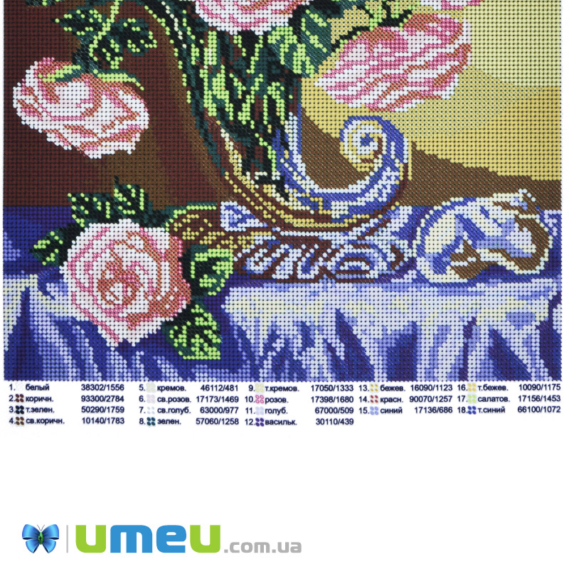 Схема для выш. бісером, Юма, Букет чайних троянд, 38х28 см (UPK-048430)