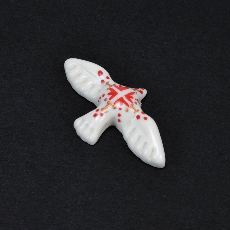 Подвеска-бусина Горлица из полимерной глины, 39х21 мм, С рисунком (POD-059387)