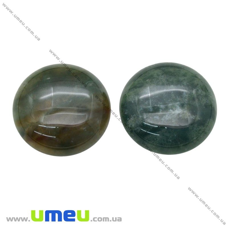 Кабошон нат. камінь Агат моховий, Круглий, 25 мм (KAB-012645)
