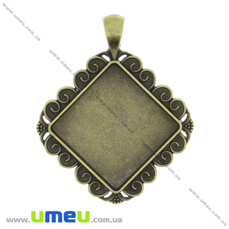 Основа ромб, 52х43 мм, 24х24 мм, Антична бронза (OSN-033682)
