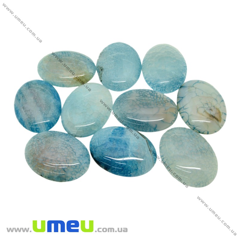 Кабошон нат. камінь Агат Вени Дракона блакитний, Овал, 40х30 мм (KAB-025975)