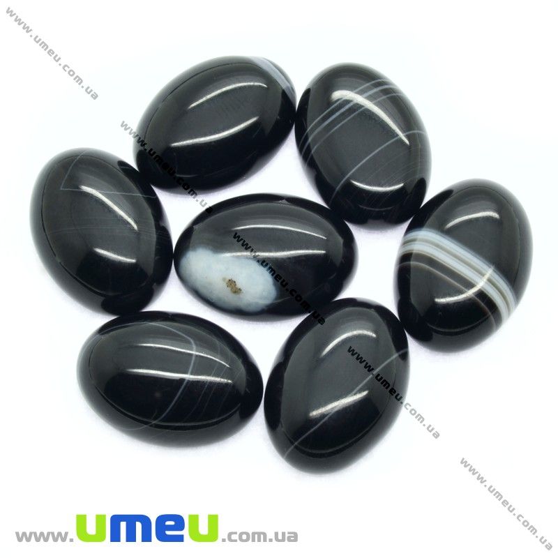 Кабошон нат. камінь Агат чорний, Овал, 18х13 мм (KAB-012627)