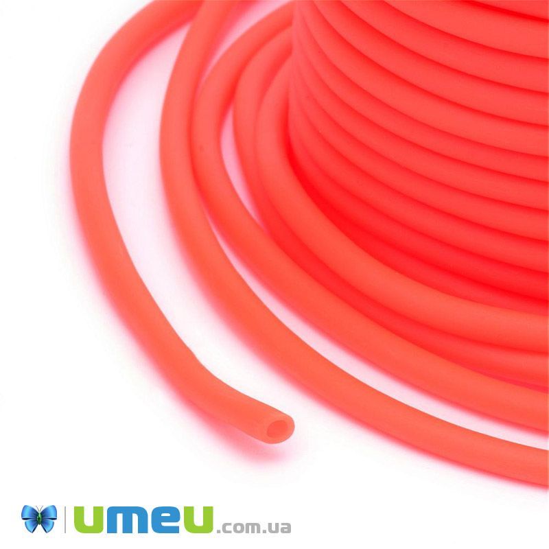 Шнур каучуковый полый, 3 мм, Оранжевый (LEN-040189)