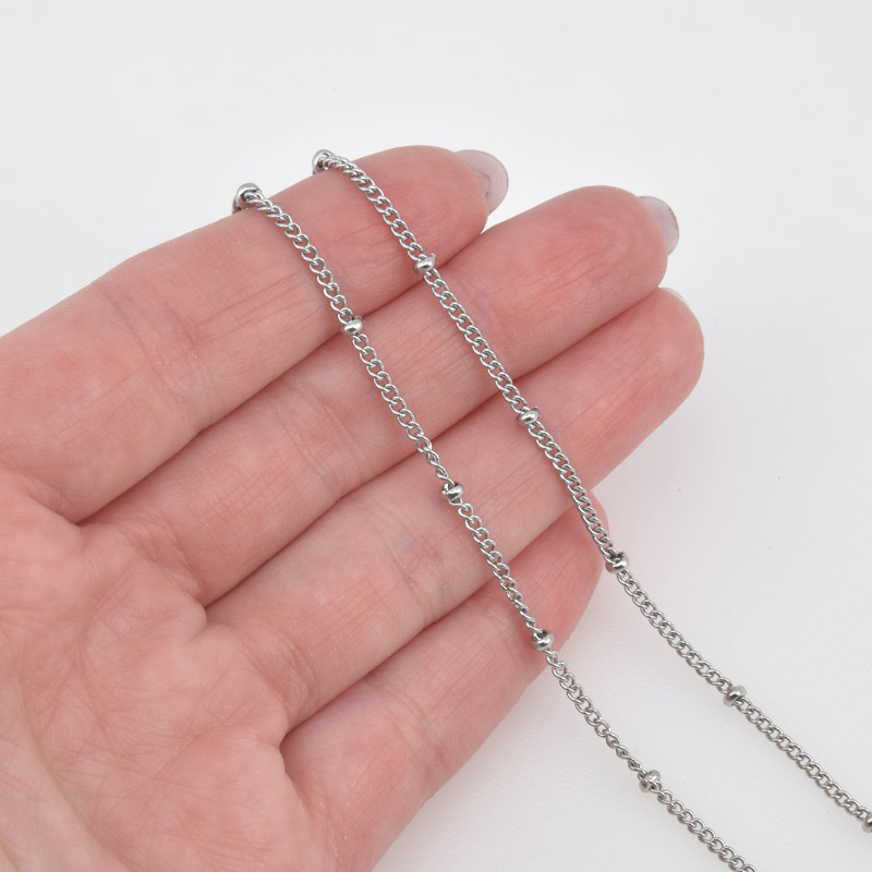 Цепь из нержавеющей стали, 1,8 мм, Темное серебро (ZEP-058389)