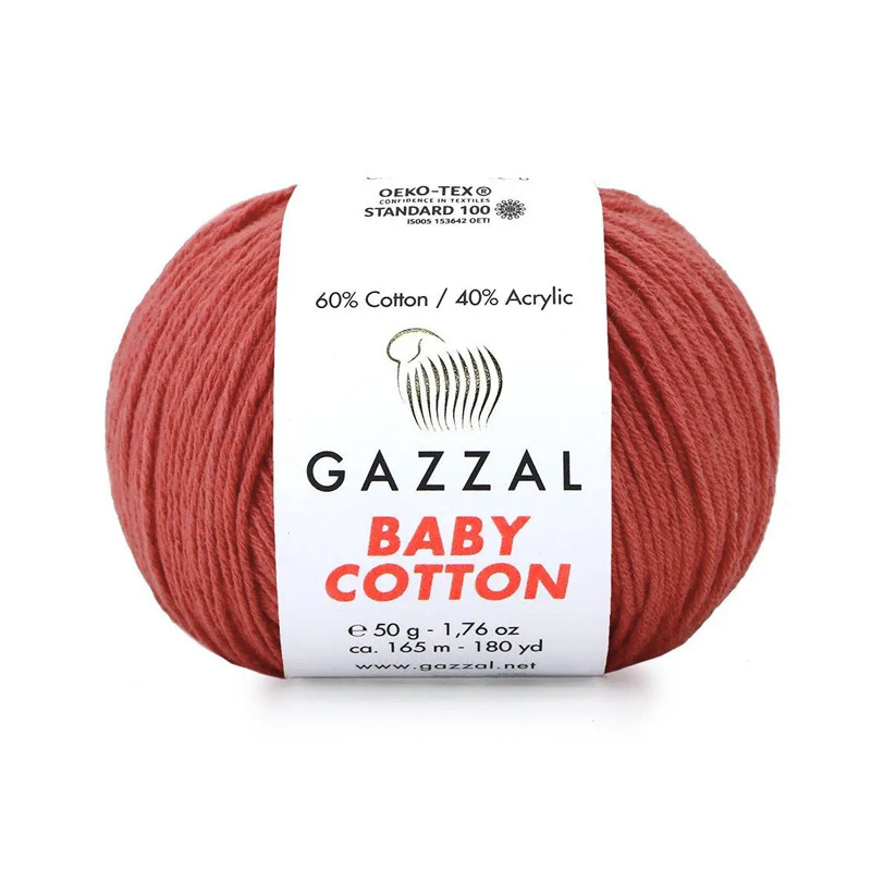 Пряжа Gazzal Baby Cotton №3418, 50 г, 165 м, Коралова (YAR-060765)