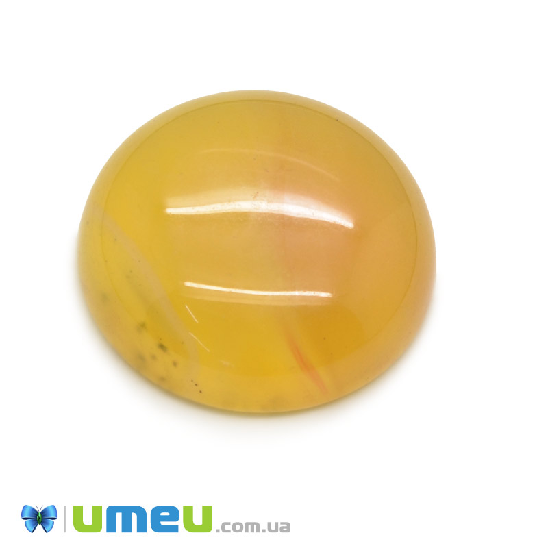 Кабошон нат. камінь Агат жовтий, Круглий, 20,2 мм (KAB-049946)