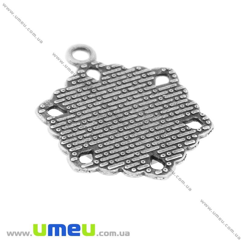 Основа кругла ажурна, 30х23 мм, 16 мм, Античне срібло (OSN-020039)