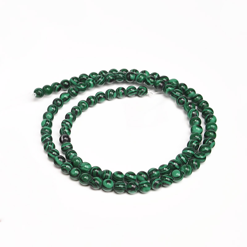 Намистини Малахіт, Синт. камінь, 4 мм, Круглі (BUS-053932)