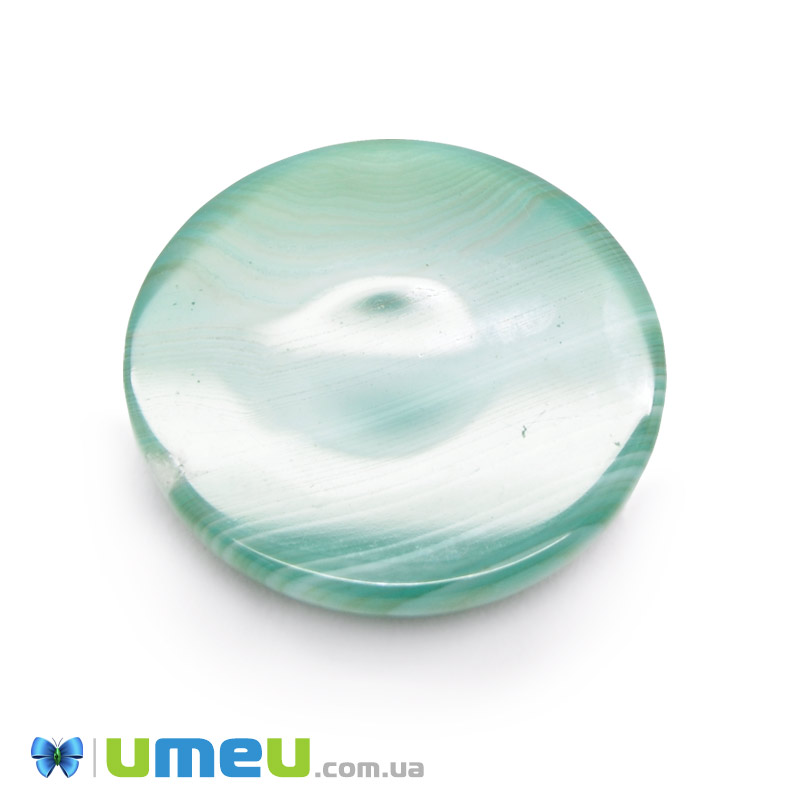 Кабошон нат. камінь Агат зелений, Круглий, 20,6 мм (KAB-049976)