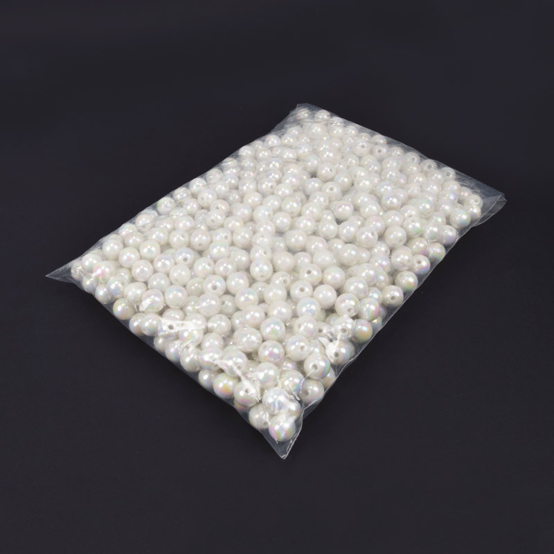 Намистини для сумок ОПТ, Пластикові райдужні, Круглі, 12 мм, Білі (BUS-060795)