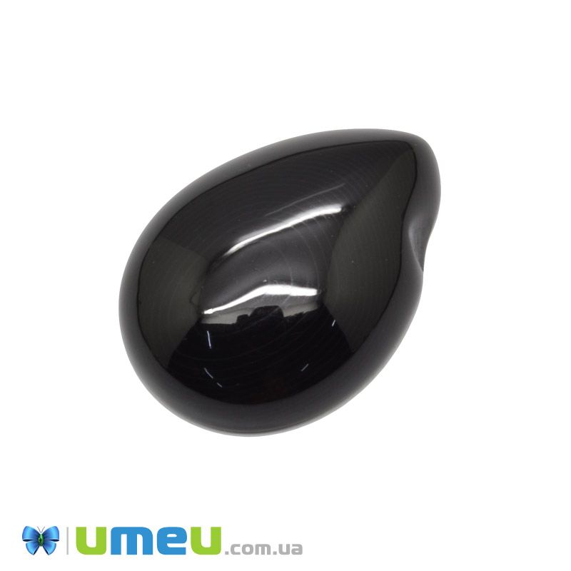 Кабошон нат. камінь Агат чорний УЦІНКА, Крапля, 24,7 х18,2 мм (KAB-042037)