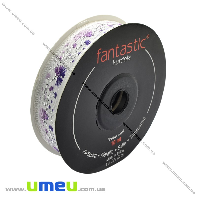 Тасьма Fantastic квіти волошки, 16 мм, Бузкова (LEN-010918)