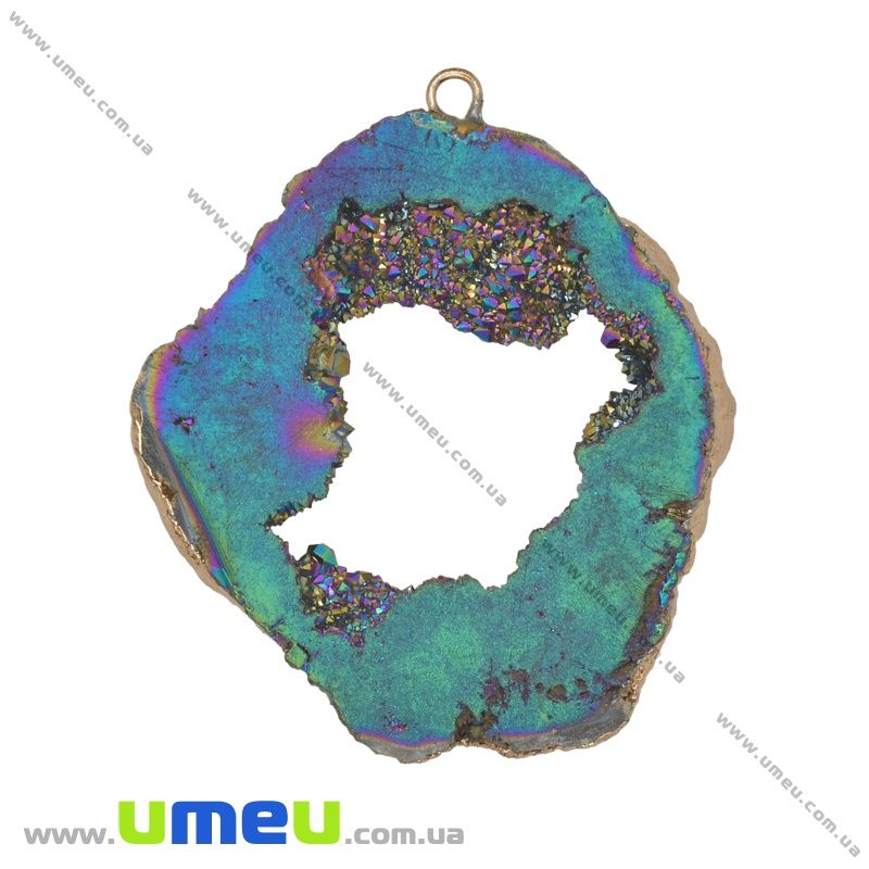 Підвіска з натурального каменю, Друза агату, Ірис, 60х53 мм (POD-031594)
