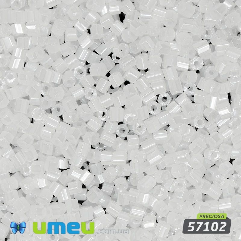 Бісер чеський Рубка 10/0, №57102, Білий напівпрозорий (BIS-043998)
