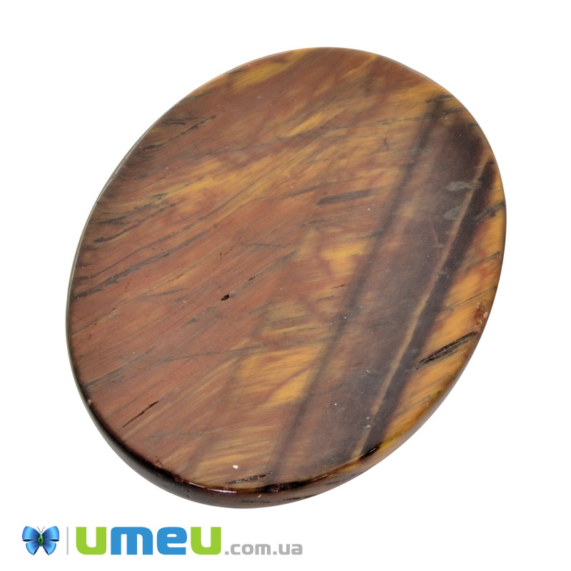 Кабошон нат. камень Бычий глаз, Овал, 40,2х30,2 мм (KAB-050587)