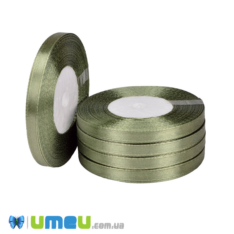 Атласна стрічка, 6 мм, Оливкова темна (LEN-050980)