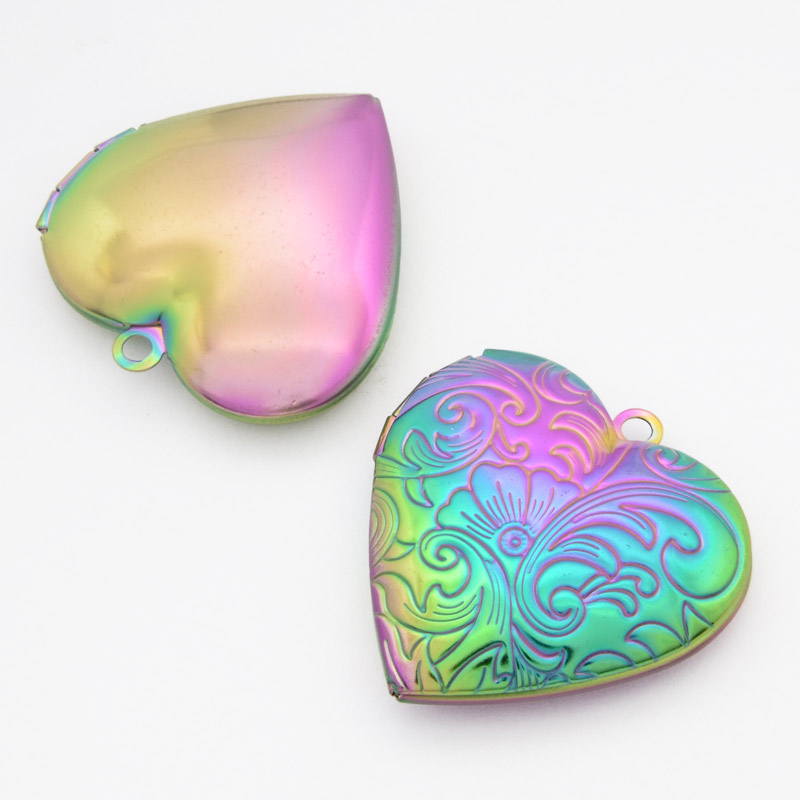 Медальйон Серце з візерунком з нержавіючої сталі, 29х28,5х7 мм, Різнокольоровий (STL-054448)