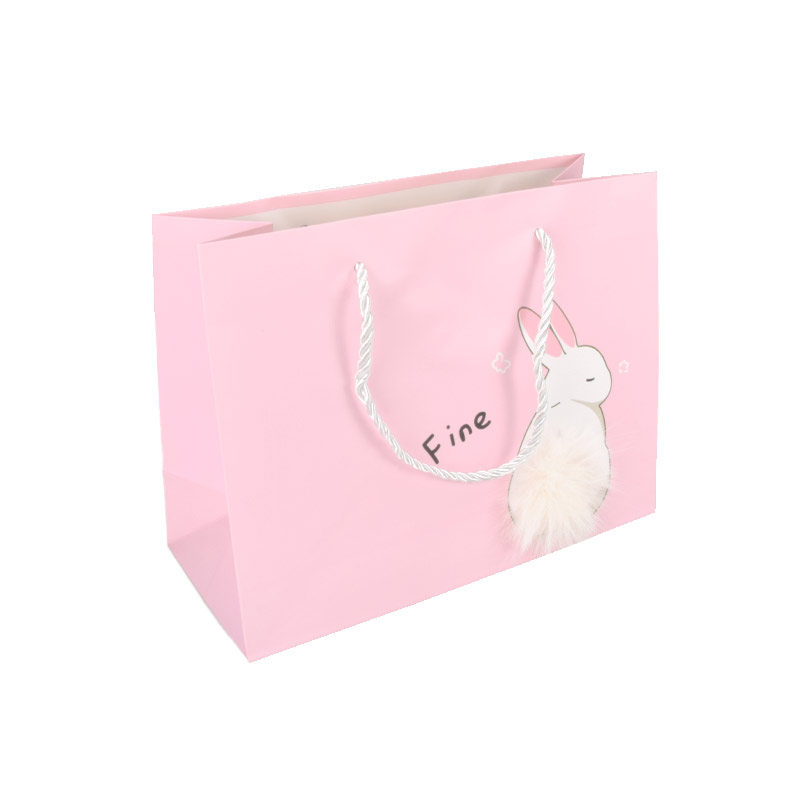 Подарунковий пакет Кролик, 23х18х10 см, Рожевий (UPK-035634)