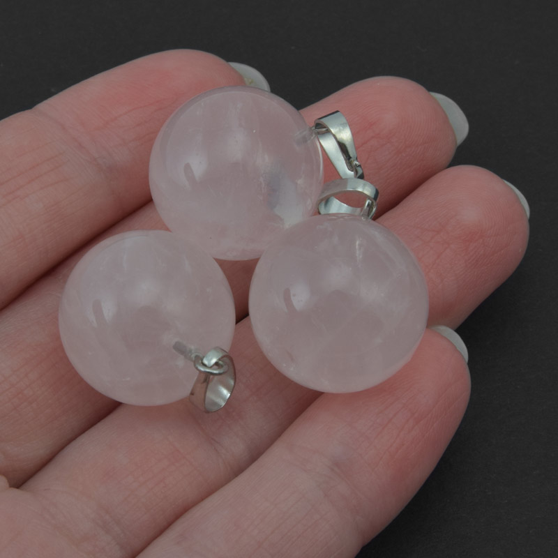 Підвіска Куля, Натур. камінь Кварц рожевий, 18 мм (POD-058585)