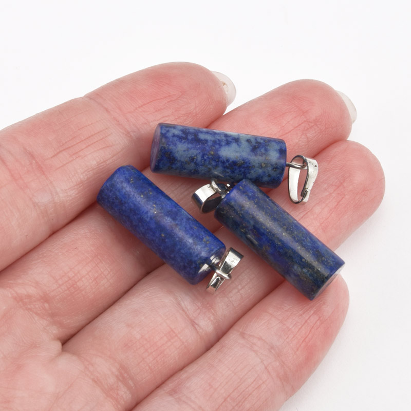 Підвіска Циліндр, Натур. камінь Ляпіс Лазурит, 26х8 мм (POD-058609)