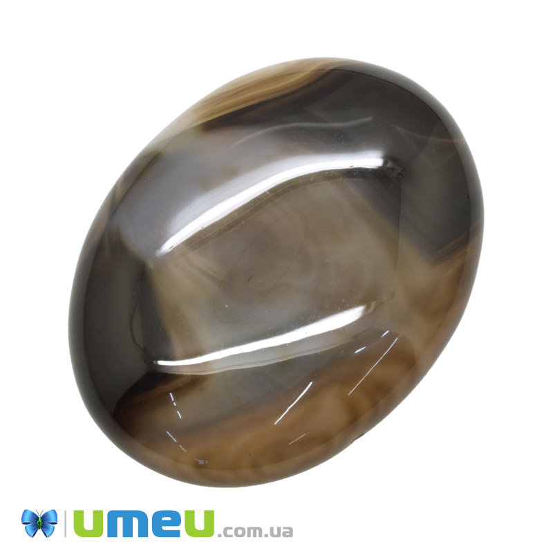 Кабошон нат. камінь Агат коричневий, Овал, 40х29,7 мм (KAB-050615)