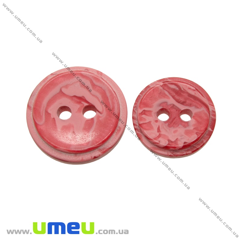Гудзик пластиковий Круглий, 15 мм, Червоний (PUG-021391)