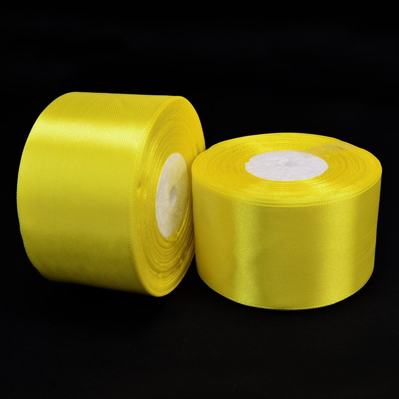 Атласна стрічка, 50 мм, Жовта (LEN-060315)